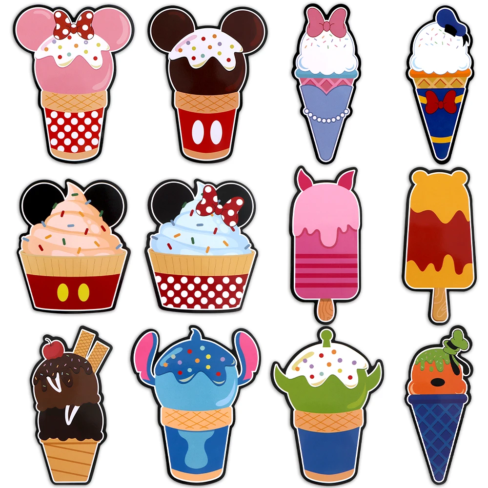 12 قطعة ديزني ميكي ماوس كوب كعكة شكل مغناطيس الباب غرزة الثلاجة الغريبة الآيس كريم ملصقات المغناطيسي للديكور المنزل