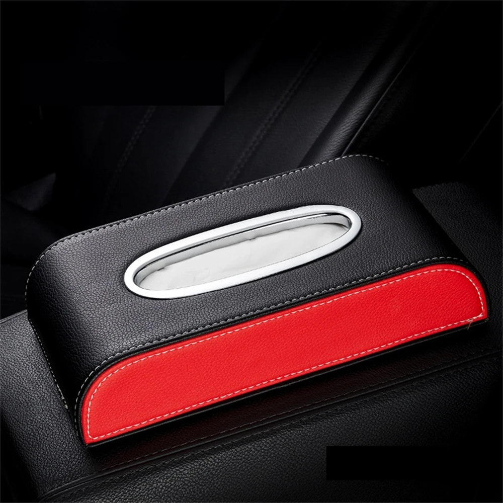 Universal Car Tissue Box Creative Leather Napkin Holder Box Back Seat Tissue Storage Decoration