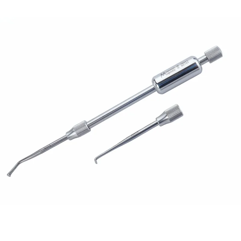 1 Set Dentistry Stainless Steel Manual Control Crown Remover With 2 Tips Press Button Dentist Lab Equipment Dental Tool