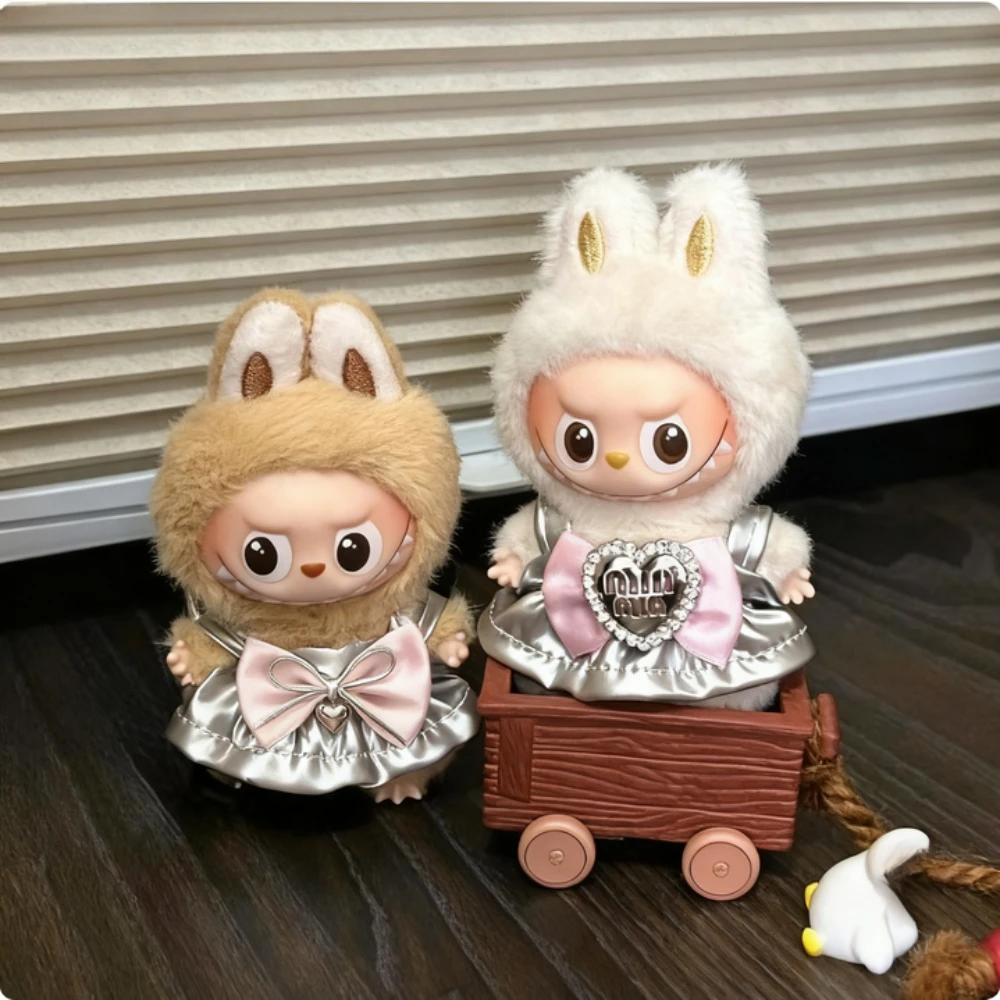 

4.0 Labubu Outfits Mini Doll Fragrance Elegant Set Socialite Chiffon Skirt for 10.5cm Doll Pearl Necklace Accessories Gift