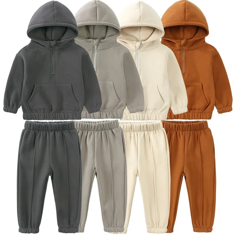 

Children's Set Fleece Suit Foundation Tracksuit for Boys Baby Girls Clothes Autumn Warm Pullover Hoodie Pants Sportwear Outfit