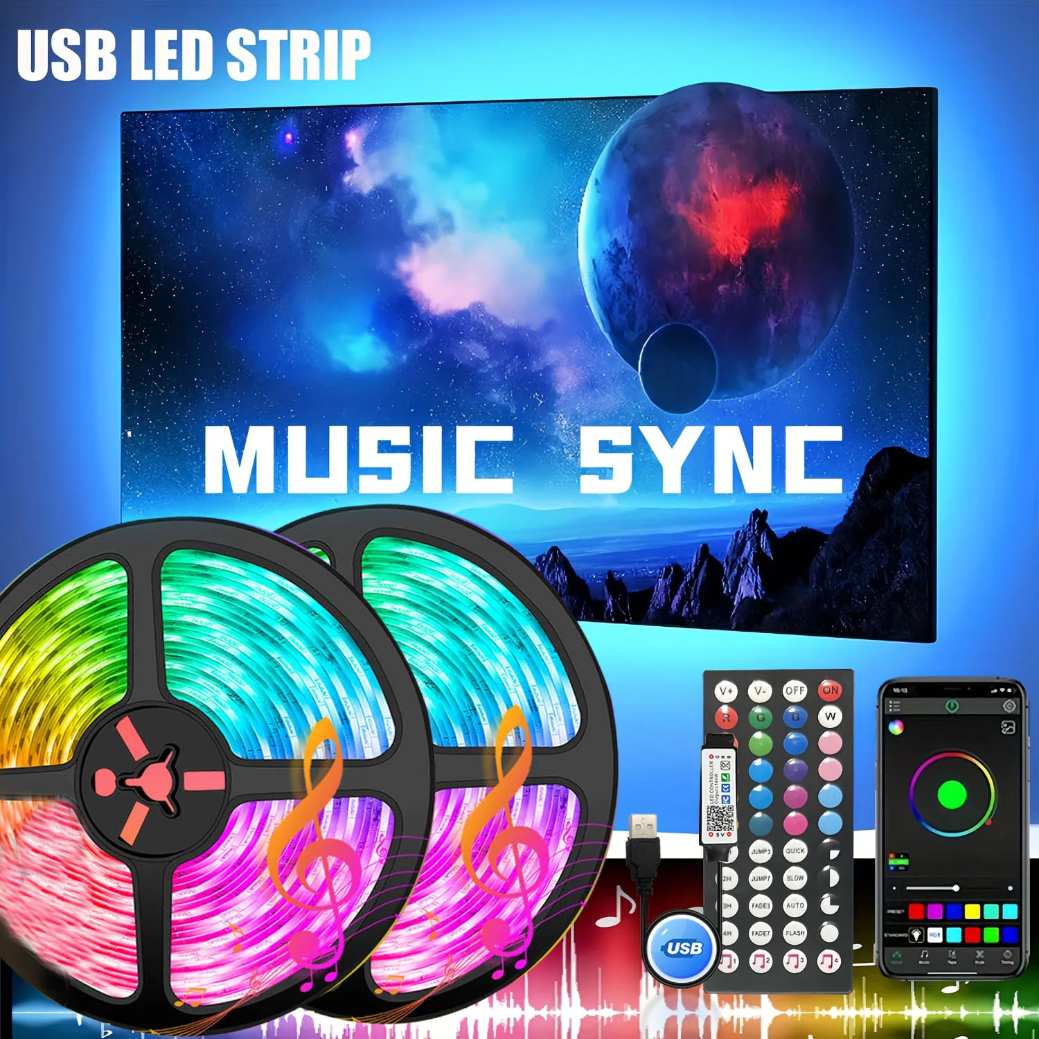 Tuya WiFi LED Strip Lights Smart APP Control USB 5050 RGB LED Flexible Ribbon Lamp Tape For Room Christmas Decor TV Backlight