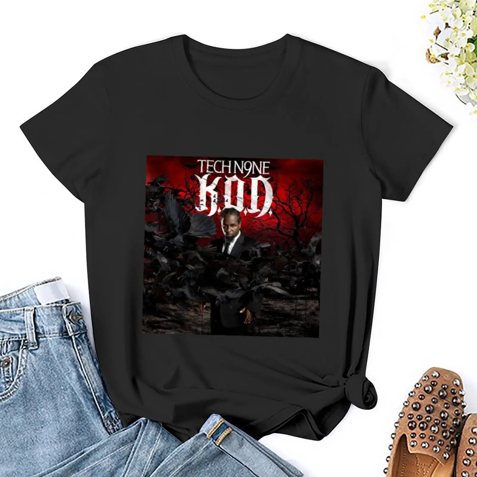 เสื้อยืด N9ne KOD TECH เสื้อยืดกราฟิกสำหรับผู้หญิง