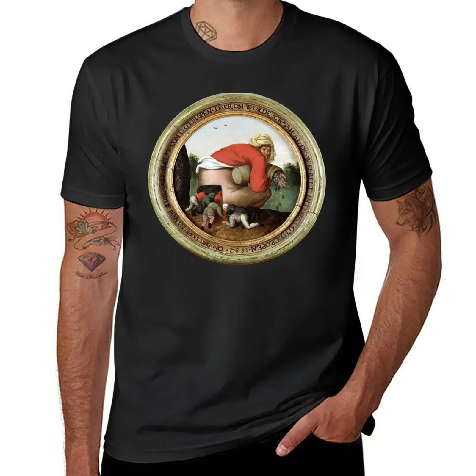 Man with the Moneybag and Flatterers - Pieter Brueghel the Younger T-Shirt blanks oversized mens t shirts pack