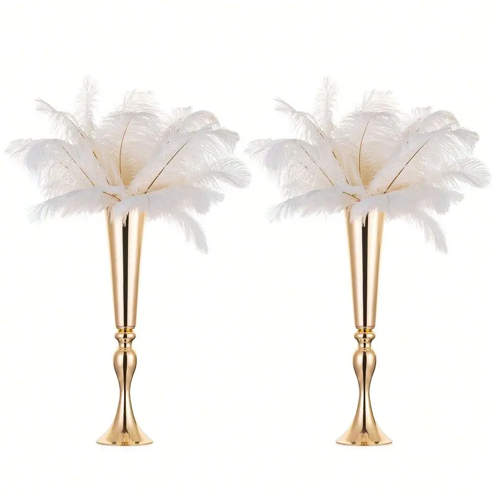 

10pcs Gold Vases For Centerpieces Table Wedding Vase Versatile Metal Trumpet Vase Tabletop Flower Stand For Party Dinner Annive