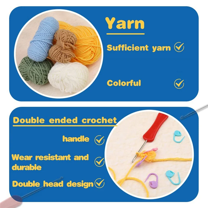 

AC23-набор для вязания крючком для начинающих, набор для букета крючком Tigers, наборы для начинающих крючком из пряжи с подробными учебными пособиями и видео