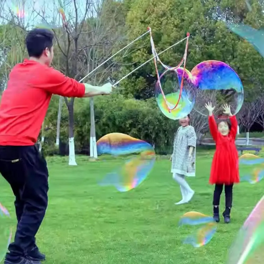 Rop à bulles détachable Double pôle, jouets d'activité à bulles d'été, grande anneau à bulles, grande baguette à bulles, cercle à bulles pour enfants et adultes