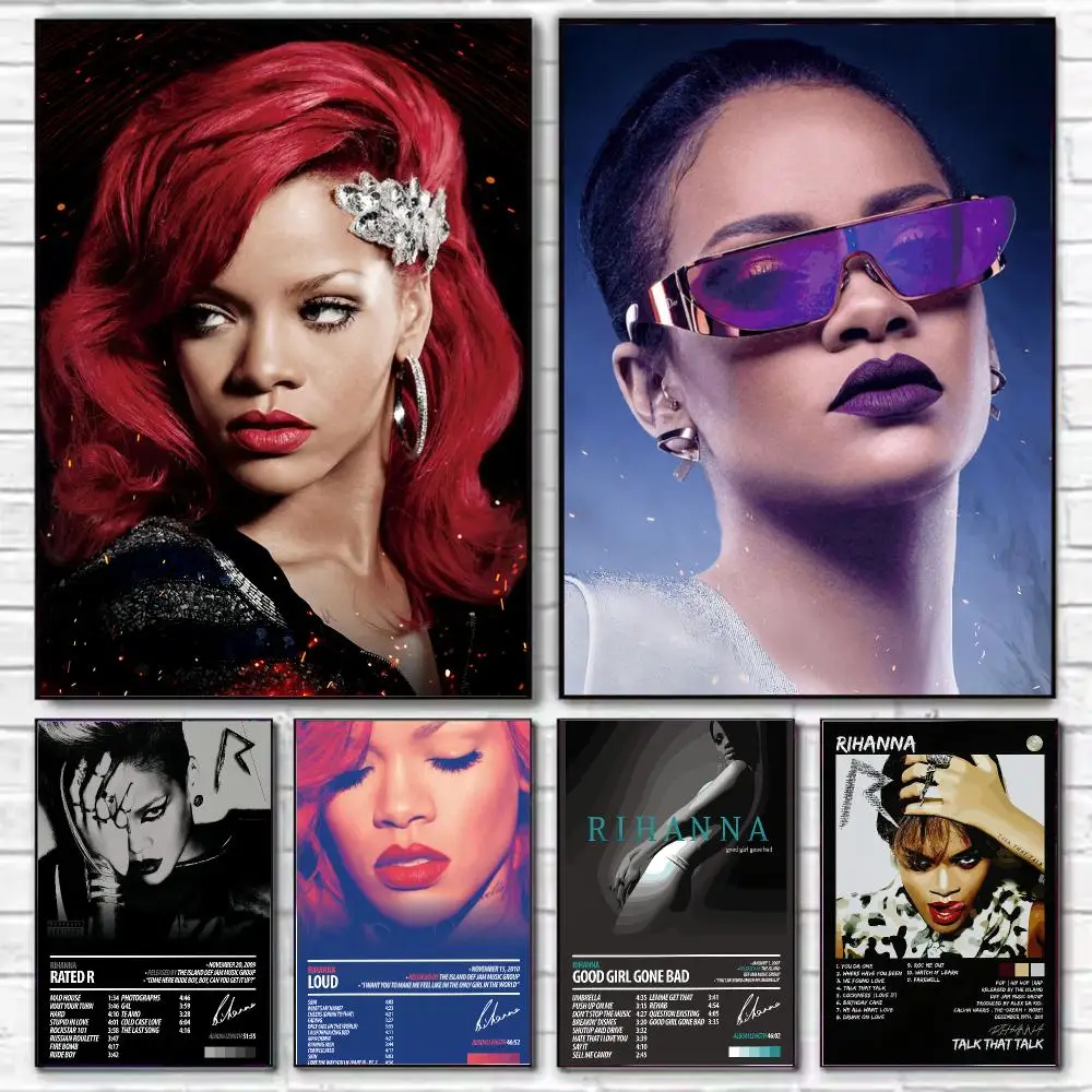 Singer R-Rihanna Poster Stylish Wall Art Print for Living Room Bedroom Study Office Café Home Decor Modern Gift