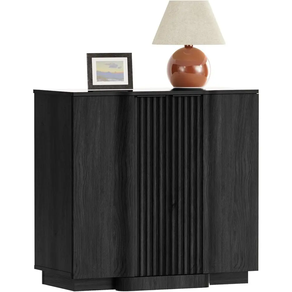 

Современный буфет 31.5 с местом для хранения, 2 дверцами, регулируемыми полками, идеально подходит для медиаустройств, кофе, кухни, столовой, гостиной, черный