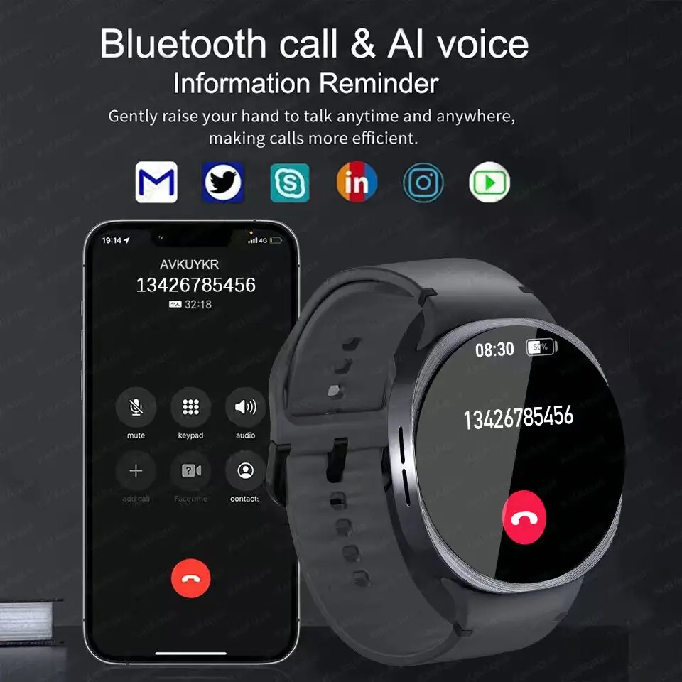 ساعة أصلية 8 ساعة ذكية كلاسيكية 2025 شاشة فائقة الدقة ChatGPT GPS NFC بوصلة ساعة بلوتوث دعوة مقاوم للماء ساعة الرجال النساء