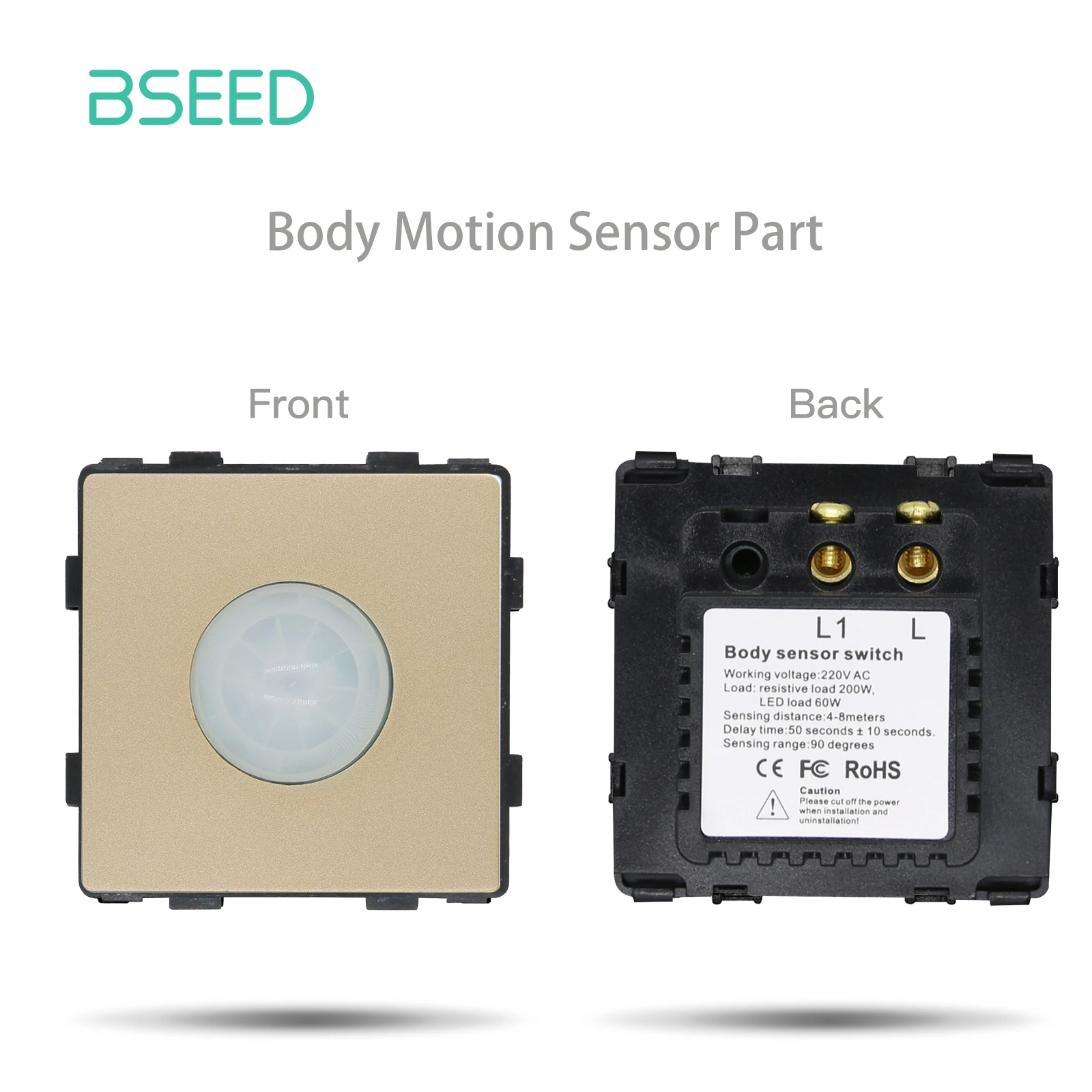 BSEED EU-Standard-Wandlichtschaltermodul, Steckdosen, Knopfschalter, DIY-Funktionsteil, Glasscheibe, kostenlose Zusammenstellung, Gold