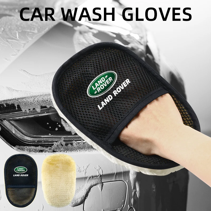 Microfiber Wool Soft Car Washing Gloves Cleaning Brush Car Accessories for Land Rover Range Rover Evoque Velar Defender Discover