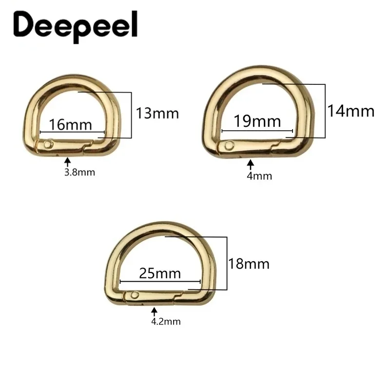 5/10Pcs Deepeel 16/19/25mm Metal D Ring Spring Buckles Bags Strap Belt Openable Rings Connect Clasp Luggage Hardware Accessories