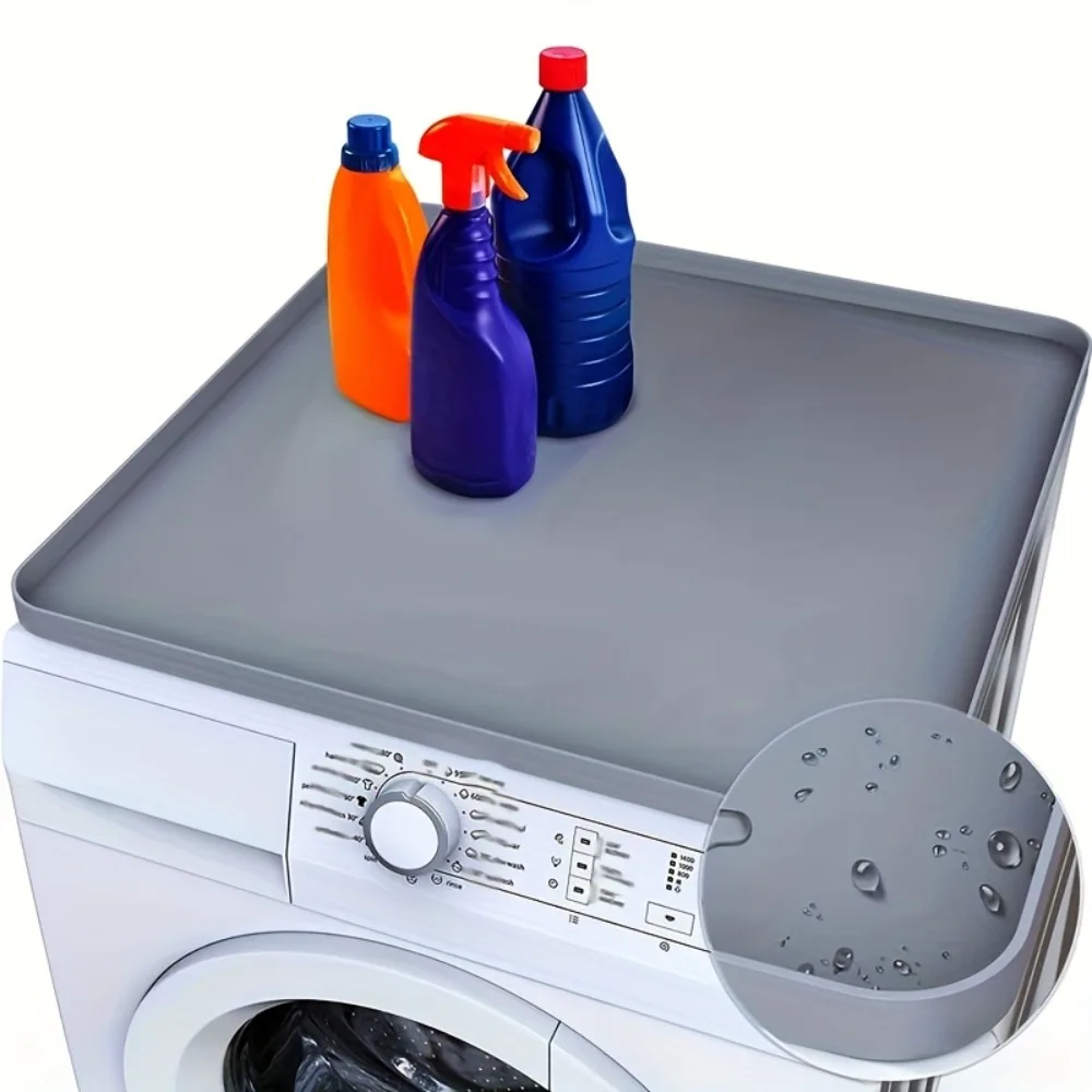 1-piece silicone storage mat, non-slip and waterproof washer and dryer pad for laundry supplies storage, washer accessory