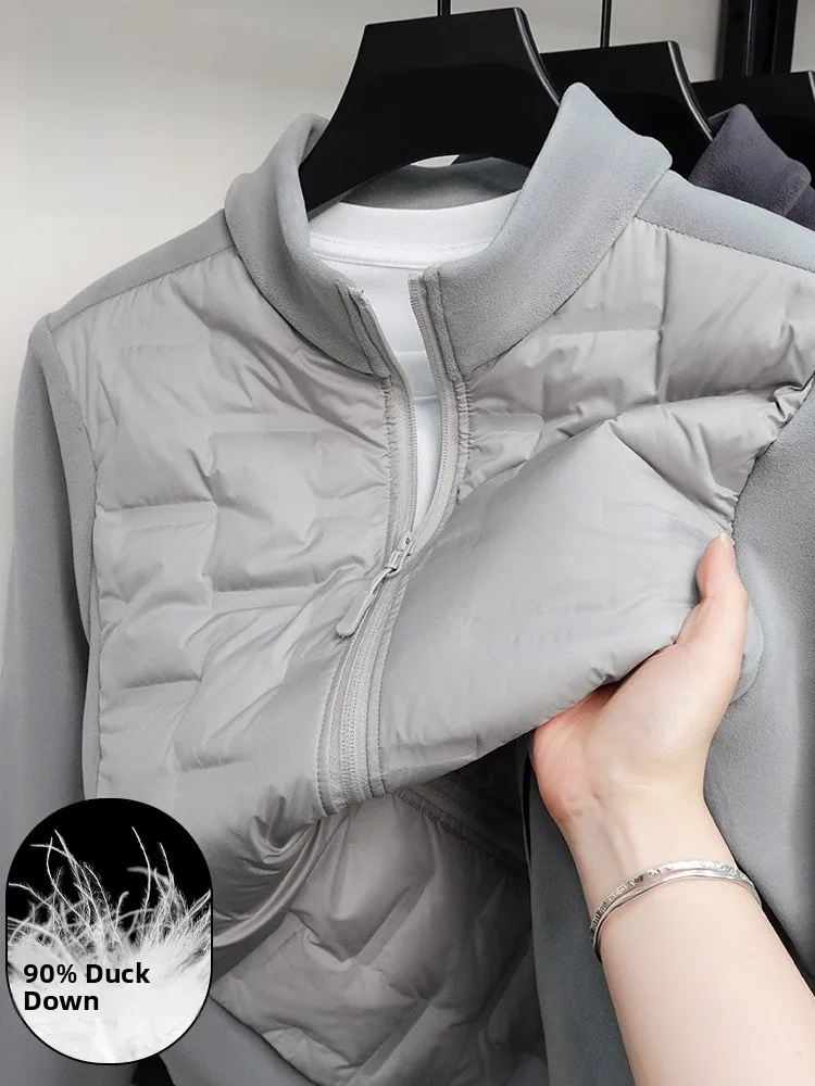 

Rn Men's Lightweight 90 Du down Jaet Warm Spor Casual Stand Collar Outdoor Cold Proof Faion Urban Sle Polyester ...