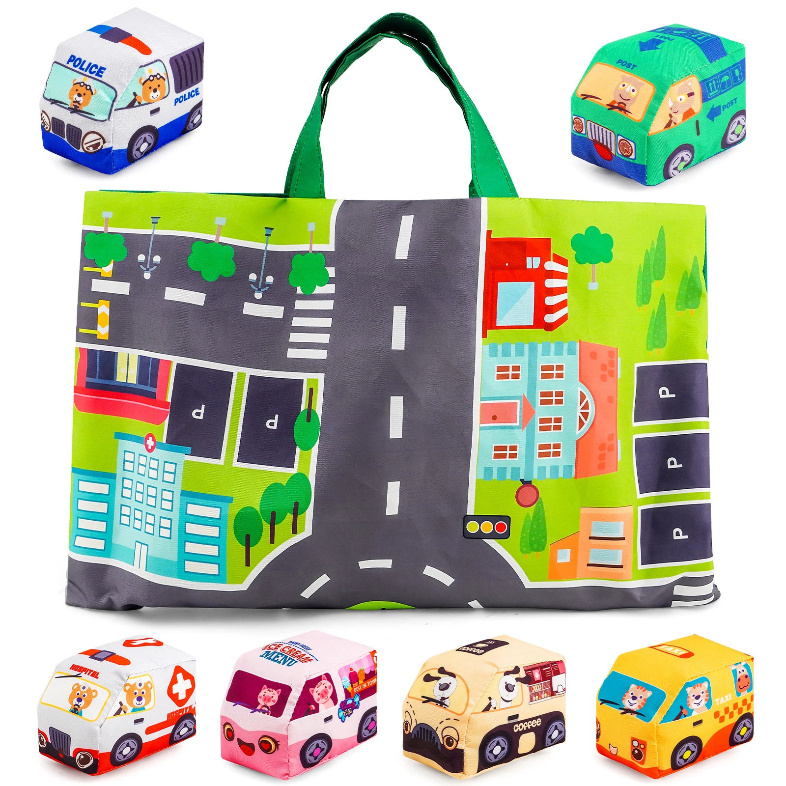 Tapis de jeu de circulation routière de la ville pour les enfants, jeu de voiture de simulation, antidérapant, lavable