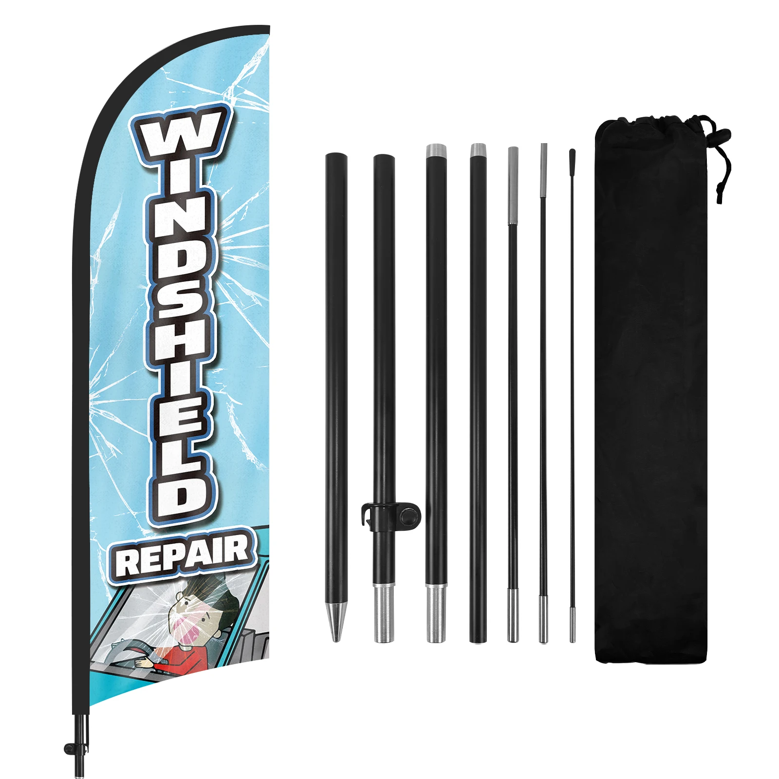 FSFLAG 1PCS 280CM The Windshield Feather Flag with Flagpole Advertising Outdoor Banner Decoration for Businesse and Storefront