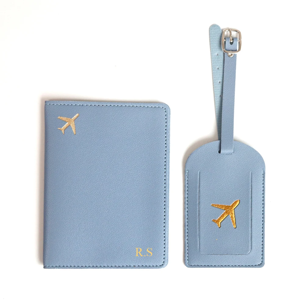 Benutzer definierte erste Reise Pass Inhaber und Gepäck anhänger Mode Logo Gold Flugzeug Frauen Koffer Name Label Männer Pass Inhaber – Detail 5