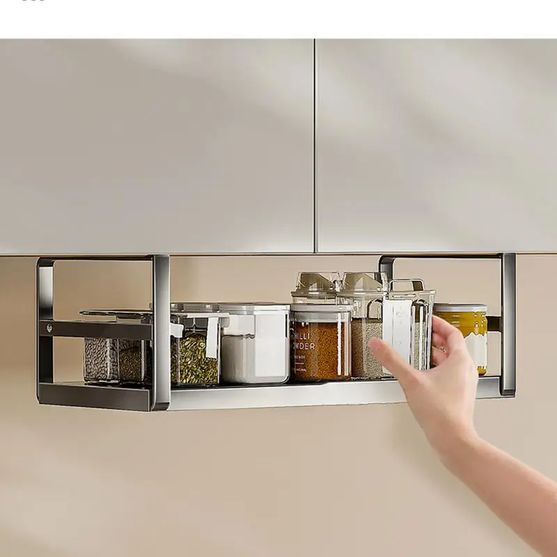 Under The Cabinet Storage Shelves Spice Dishes Storage Pantry Kitchen Organizer Multifunctional Book Storage Rack Adjustable