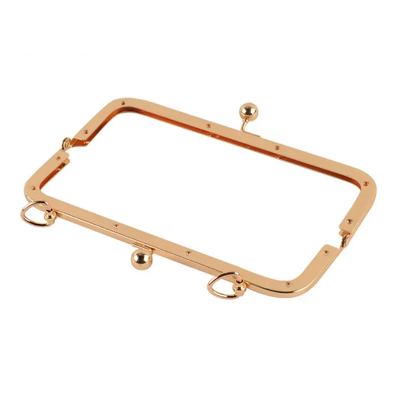 20cm Metal Square Purse Frame Kiss Clasp Bead Head Mouth Gold Handbag Handles DIY Hardware Accessories Sewing Supplies