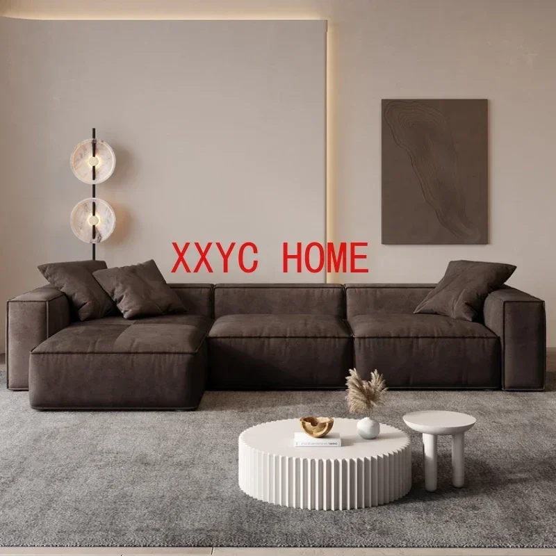 

uxury Living Room Tofu Block Designer Frosted Technology Cloth Sofa High-Profile Figure