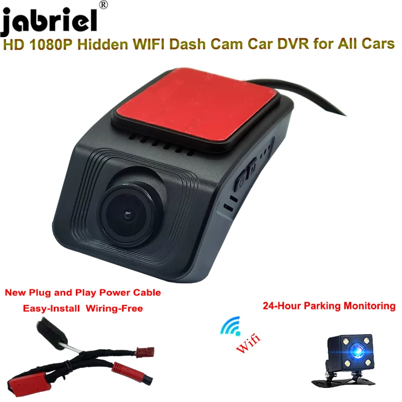 Jabriel Full HD 1080P Auto WiFi Car DVR Dash Cam Front and Rear Camera for Cars 24H Parking Monitor Car Driving Video Recorder