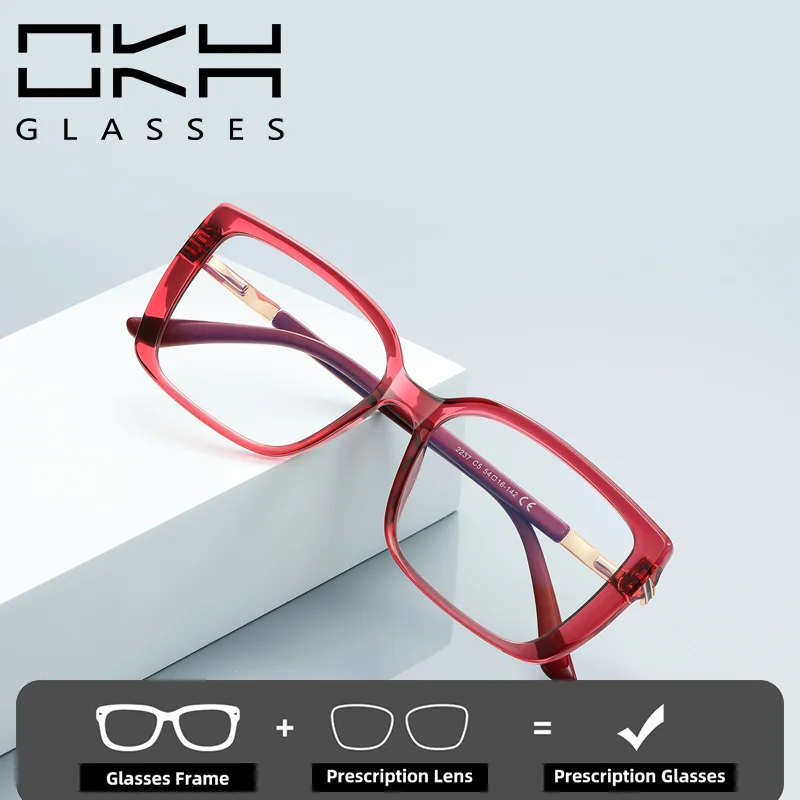 

OKH Square Frame Women's Anti-blue Light Glasses 2237 American Minimalist TR Optical Frame Hyperopia Prescription Eyewear