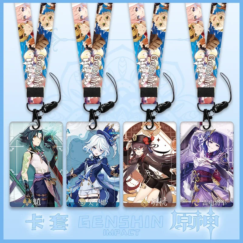 Game Genshin Impact Cartoon Lanyard Hanging Key Chain Holder Furina Raiden Shogun Yae Miko Zhongli wanderer Nahida Keychain gift