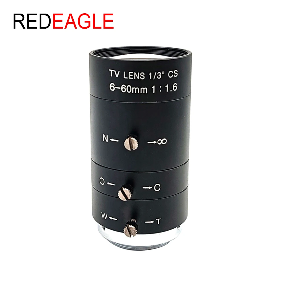عدسة صناعية معدنية 2.0 ميجابكسل عالية الدقة ميجابيكسل 6-60 ملم عدسة متغيرة البعد البؤري تكبير يدوي وتركيز CS Mount عدسة CCTV مع فلتر IR 650nm
