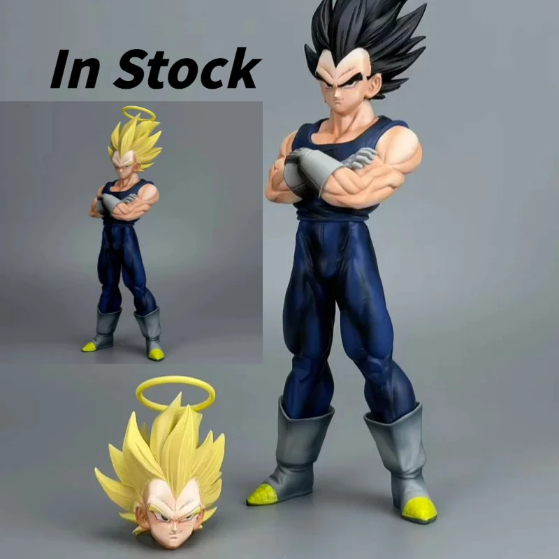 

Dragon Ball Z Vegeta Action Figure Dual Head Sculpt Super Saiyan Halo Arms Crossed Anime Collectible Desktop PC Case Decor Model