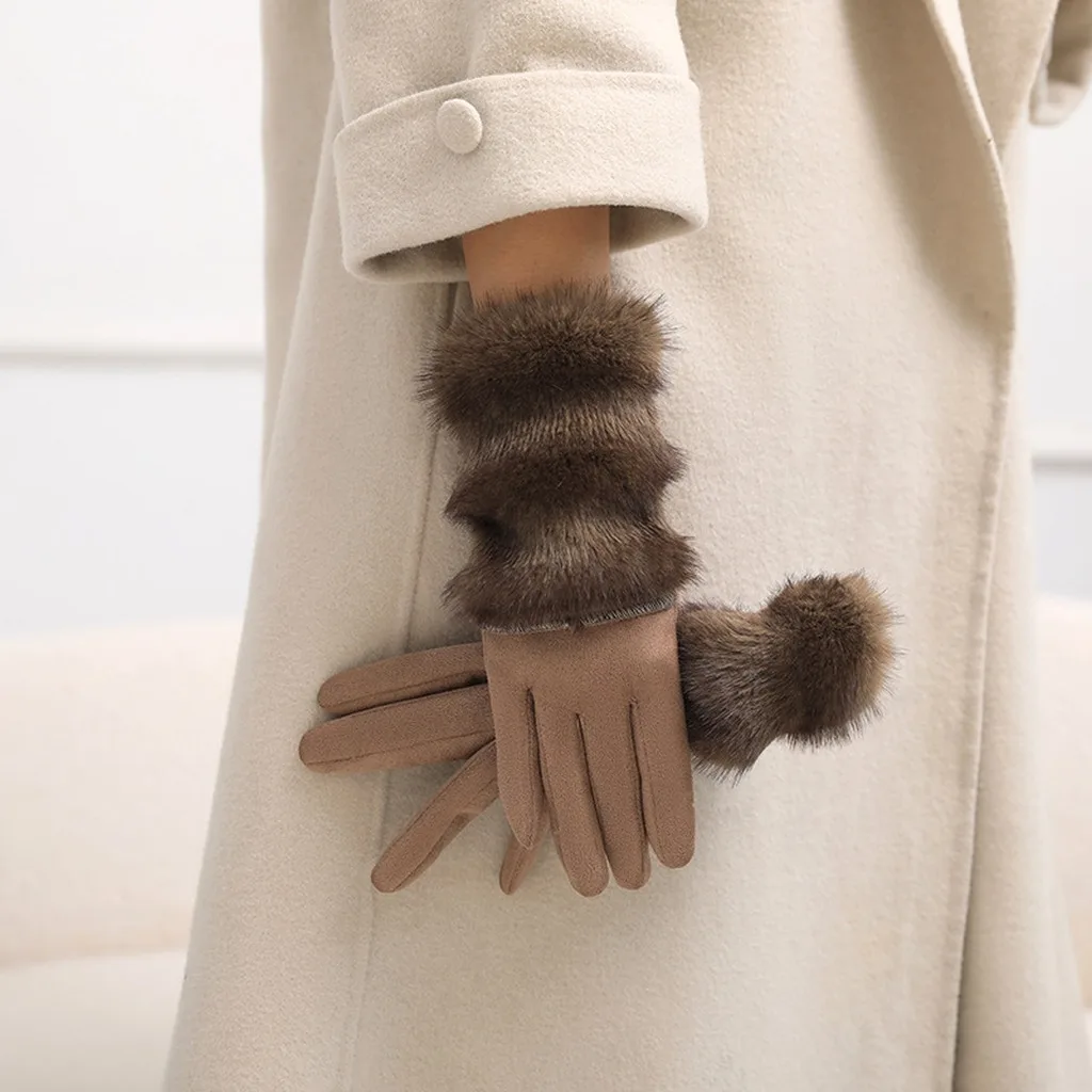 Faux Fur Cuff Gloves Minimalist Gloves Womens Winter Gloves Skin Friendly For Women Autumn And Winter Shopping