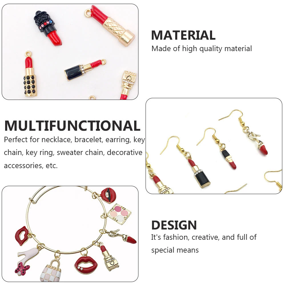 

33 Pcs Lipstick Pendant Jewelry Charm Accessory Diy Earring Charms Make up Alloy Makeup Nurse