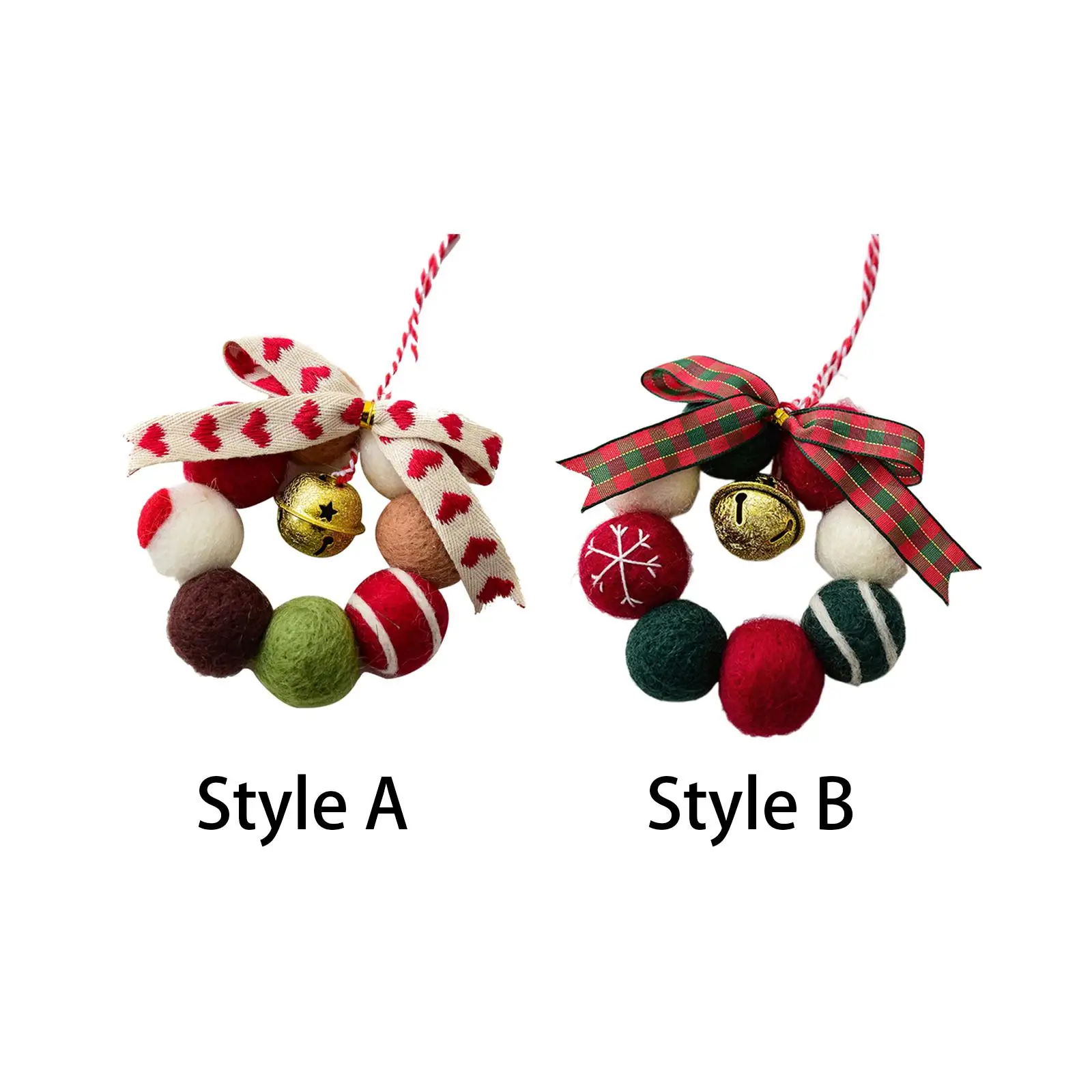 Christmas Tree Wreath Pendant Xmas Tree Decoration Craft Cute Felt Ball Wreath