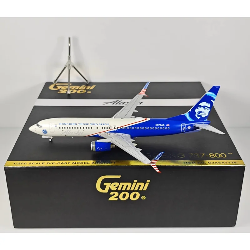 

GeminiJets Diecast 1/200 Scale Alaska Airlines B737-800 N570AS Alloy Aircraft Model Collection Decorative Ornaments Toys