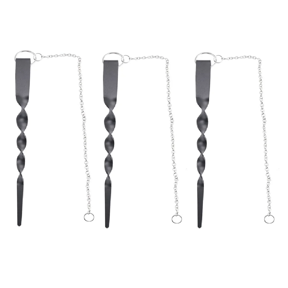 3mm Thk, 13 Inches Rain Chain Anchoring Stake Including 17 Inches Long-Chain Black Powder-Coated Iron