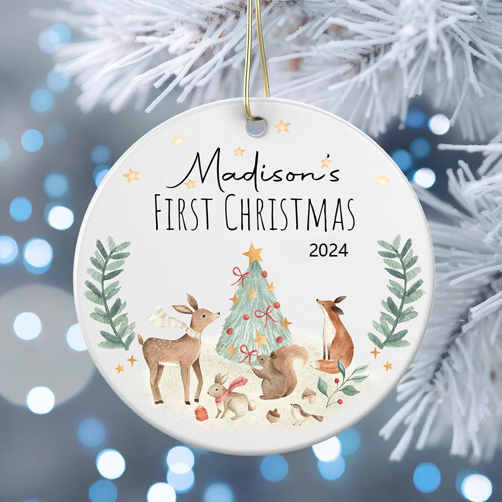 First Christmas Baby Ornament Gift Personalized Ceramic Christmas Ornament Holiday Keepsake Ornament Custom Baby Keepsake