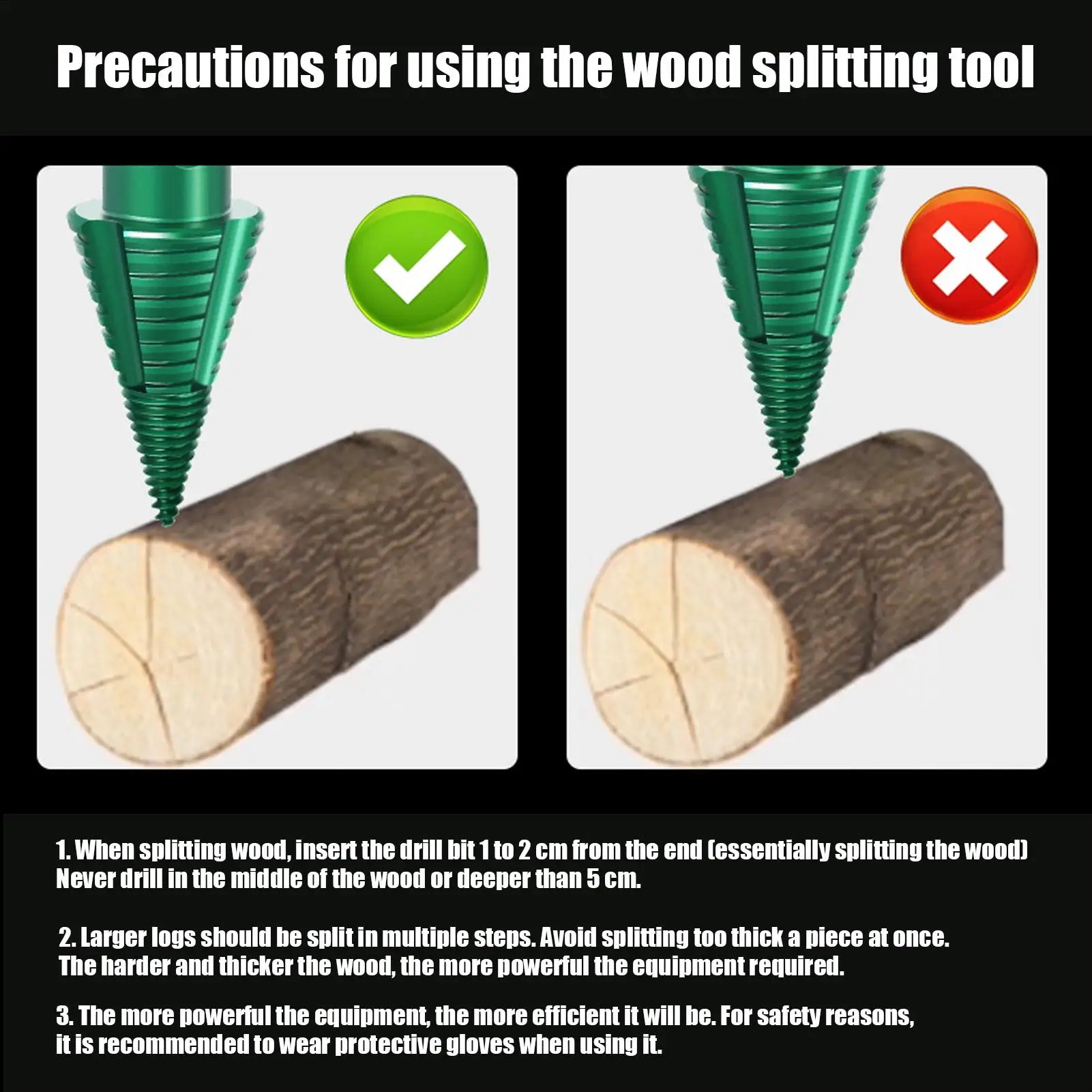 

Wood Splitter Drill Bit Screw Splitting Bit Removable Screw Cone Driver Tools For Outdoor Farm Furniture Assembly Camping Home