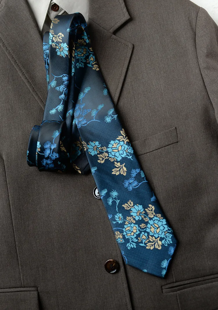 8cm Neue Blumenkrawatte für Herren Vintage Luxus-Krawatte mit Bambus- & Blumenmuster für Anzug und Hemd – Detail 15