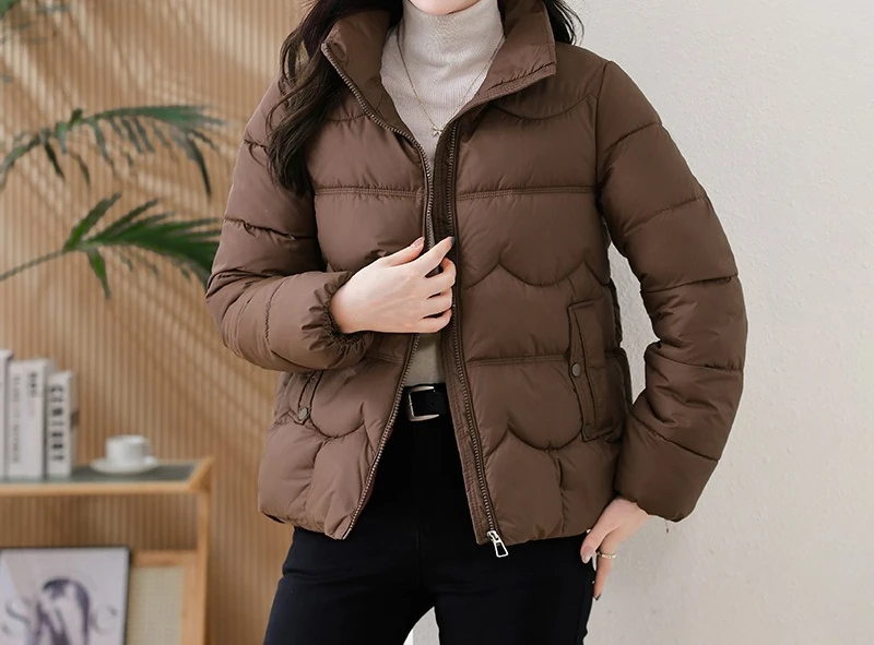 2025 Winter New Women's Cotton Jacket Fashion Stand Up Collar Loose Short Style Slimming Jacket