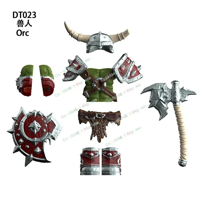 Célèbre série de jeux armure soldats Orc corne de taureau coiffure accessoire figurines d'action bloc de construction World of Warcraft jouets DT027
