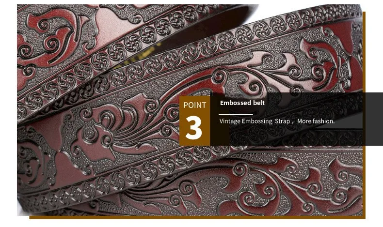 Europäischer und Amerikanischer Retro-Prägungsgürtel für Herren, Cross-Border-Stil Schwarzer Multifunktionaler Ledergürtel, 3,8 cm. – Detail 8
