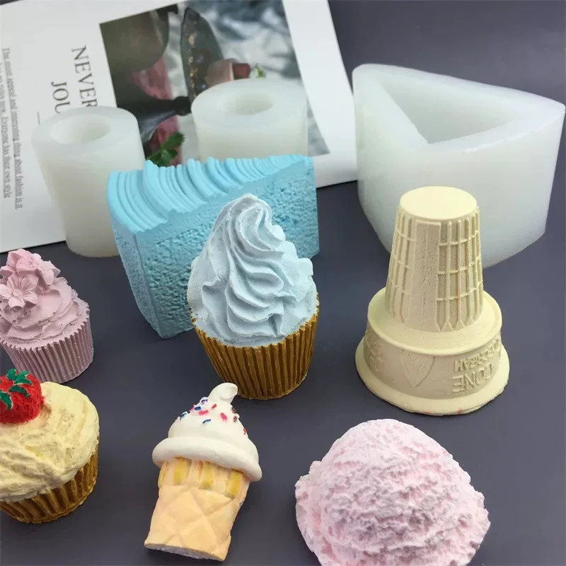 Simulation of ice cream cone cup sandwich pinching silicone mold DIY aromatherapy candle soap plaster tool