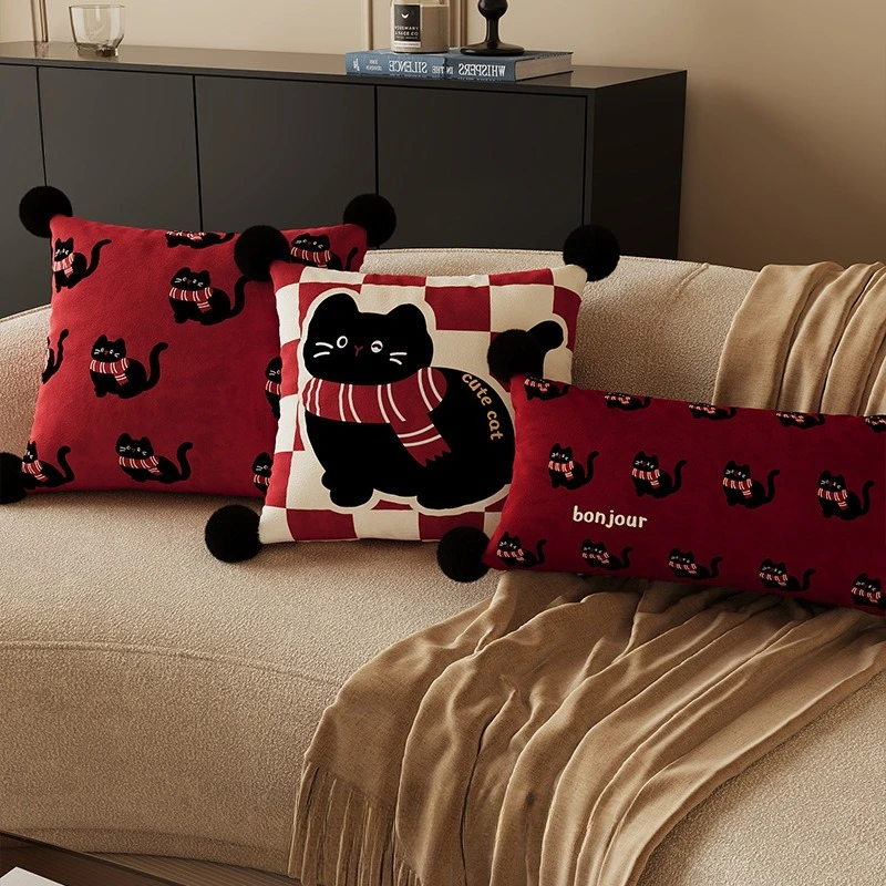 30x70cm Rectangle Lumbar PillowCover Dutch Velvet Cute Cartoon Print Decorative Pillowcase Sofa Bedroom Decor Soft Cushion Cover