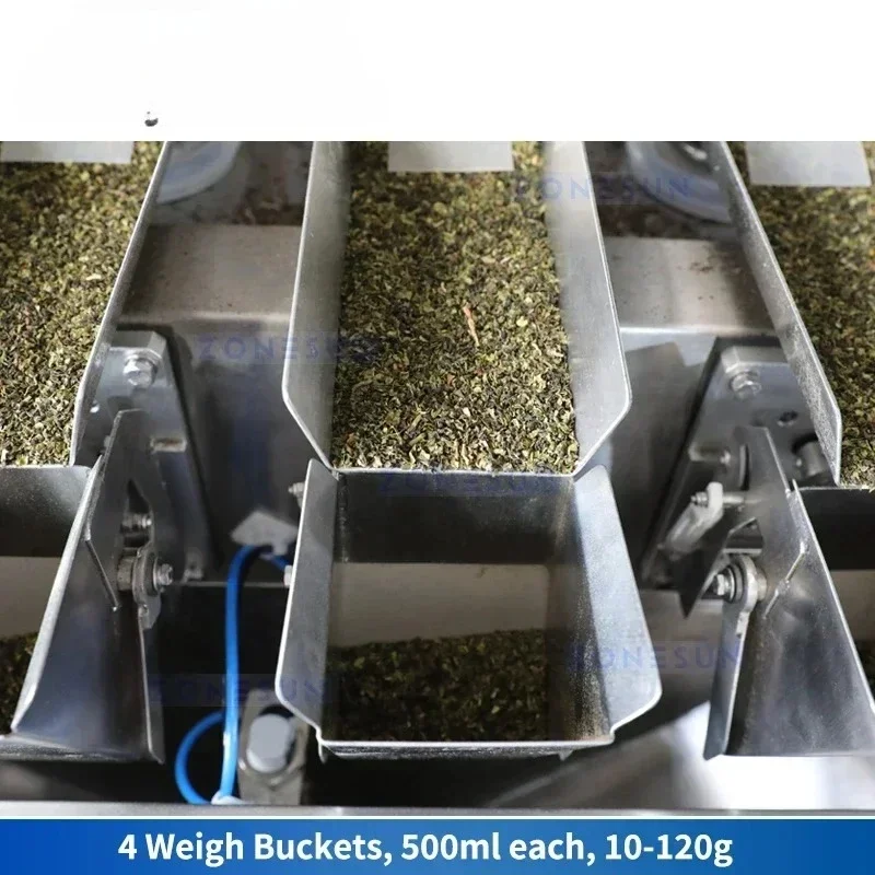 ZONESUN حشو الوزن الاهتزازي ماكينة تعبئة الجسيمات الأوتوماتيكية معدات تعبئة الحبيبات المكسرات البذور التعبئة ZS-KLCZ02