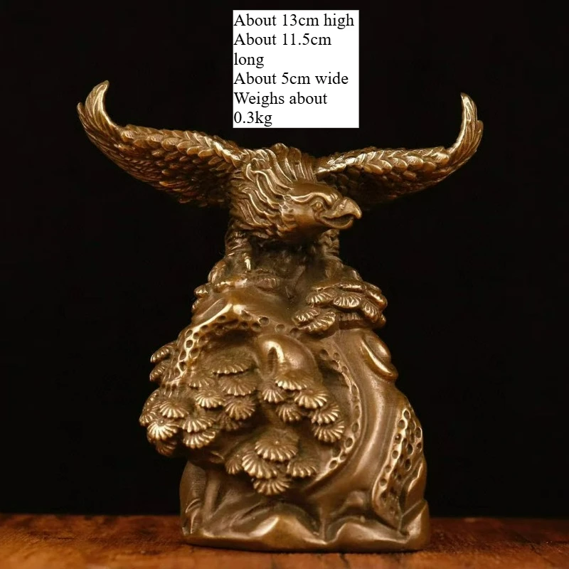 Retro Copper Flying Eagle Desktop Ornaments Metal Animal Miniature Sculptures Living Room Desktop Home Decoration Crafts Gifts