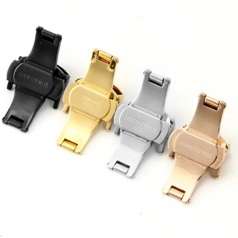 14mm 16mm 18mm 20mm 22mm Acciaio inossidabile Doppia pressione Farfalla Orologio Fibbia Orologio pieghevole in metallo Chiusura Accessori di ricambio