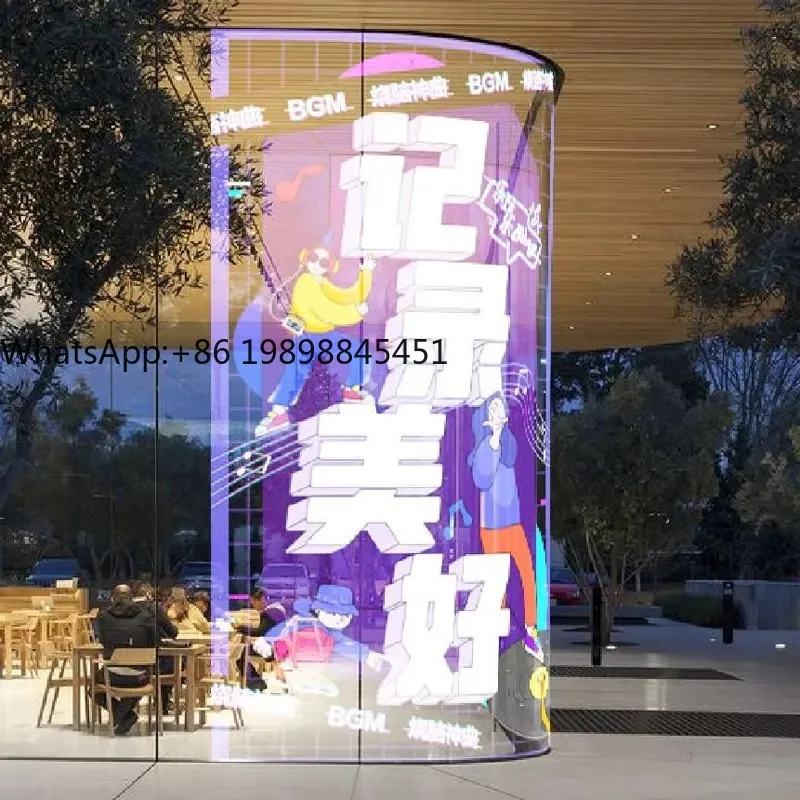 تركيب سريع P16 شاشة شفافة LED مرنة 2.5 مم للإعلان عن مركز التسوق #1