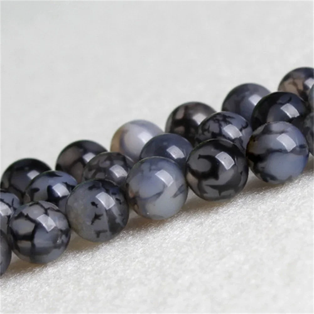 Agate Beads for Jewelry Making Natural Stone Black Striped Round DIY Necklace Bracelet Women 4-12mm Onyx Beading Accessories