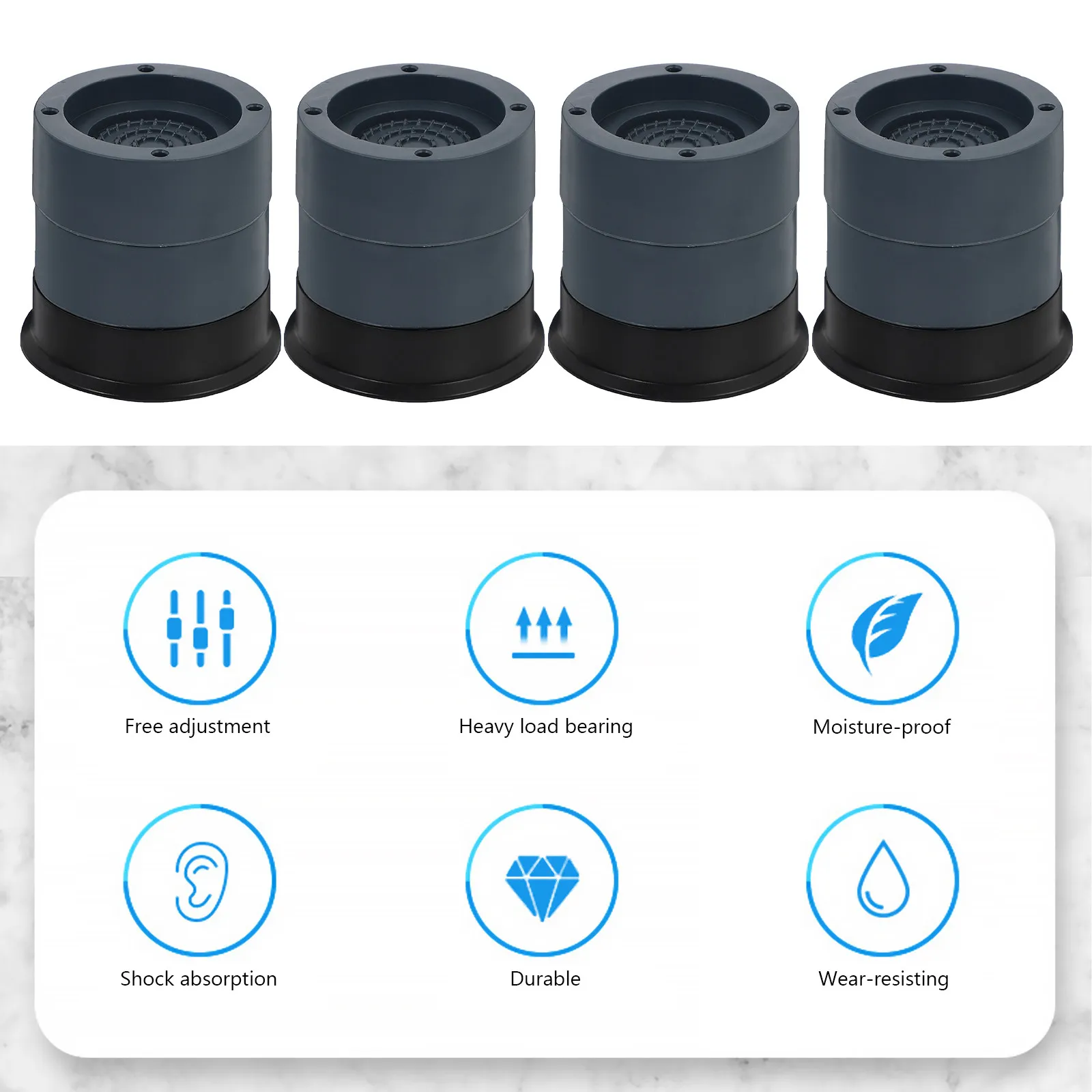 

Комплект из 4 антивибрационных подставок для стиральной машины, усиленные амортизирующие стабилизирующие подушки для защиты пола при использовании бытовой техники