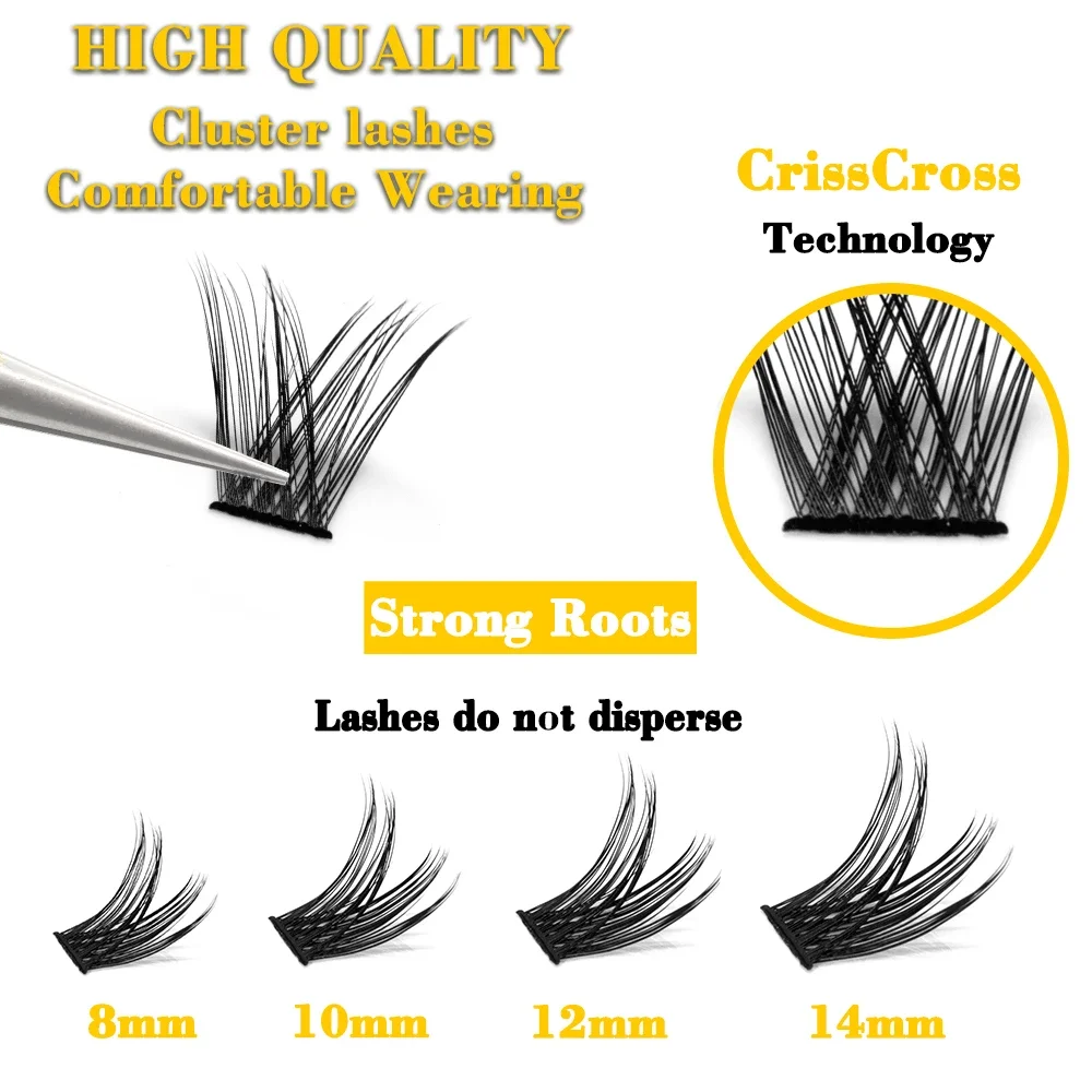 Kimcci „M J“ 30 Bündel künstliche Nerz-Wimpernverlängerung, segmentierte falsche Wimpern, natürlich, weich, DIY 3D, russisches Volumen, künstliche Wimpern